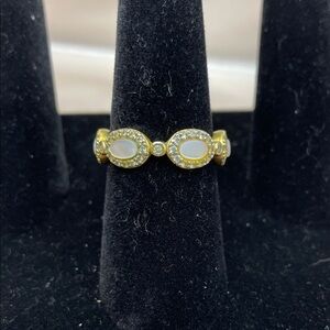 Freida Rothman Imperial Mother of Pearl and Pavé Ring Size 8 Sterling Silver